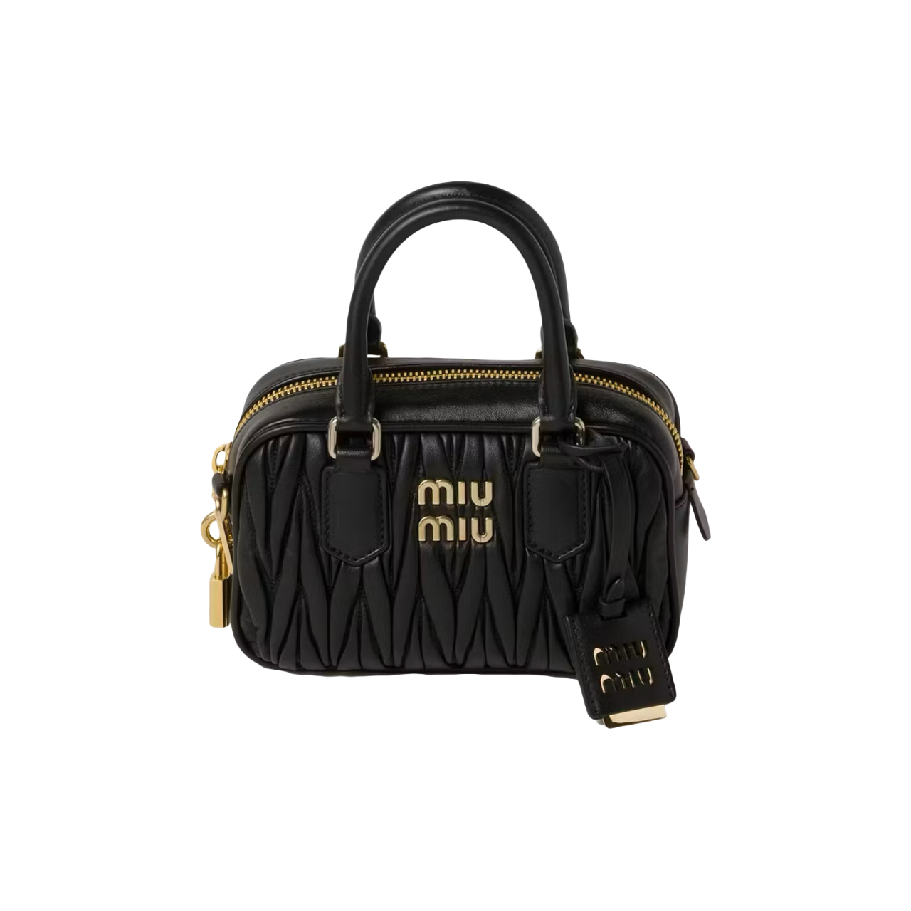 Miu Miu Matelasse Nappa Leather Top-Handle Çantë (e zezë)