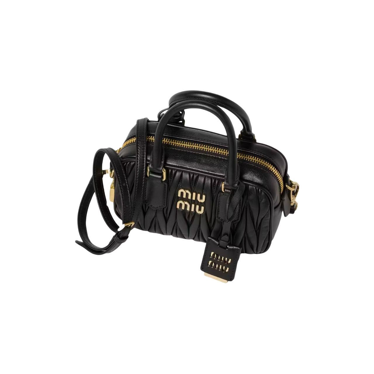 Miu Miu Matelasse Nappa Leather Top-Handle Çantë (e zezë)