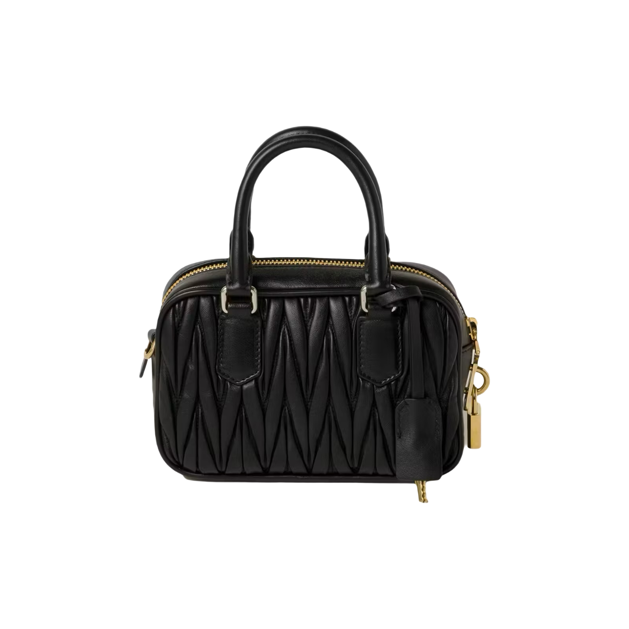Miu Miu Matelasse Nappa Leather Top-Handle Çantë (e zezë)